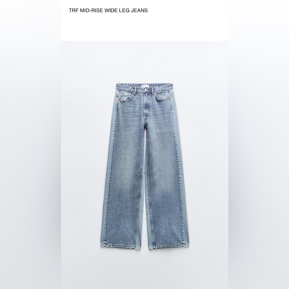 Zara TRF Mid Rise Wide Leg Jeans 10